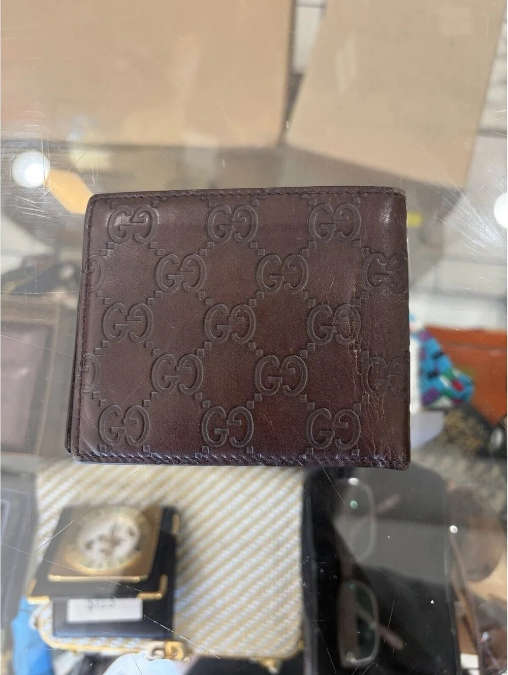 Gucci authentic men’s brown leather wallet